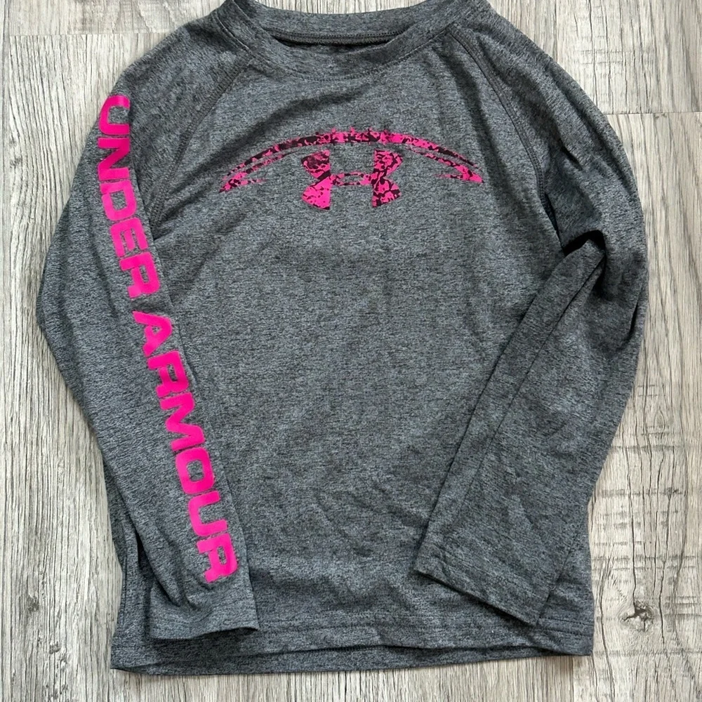 Under Armour Girls‎ Long Sleeve Tees - Pink and Gray Sz Y5